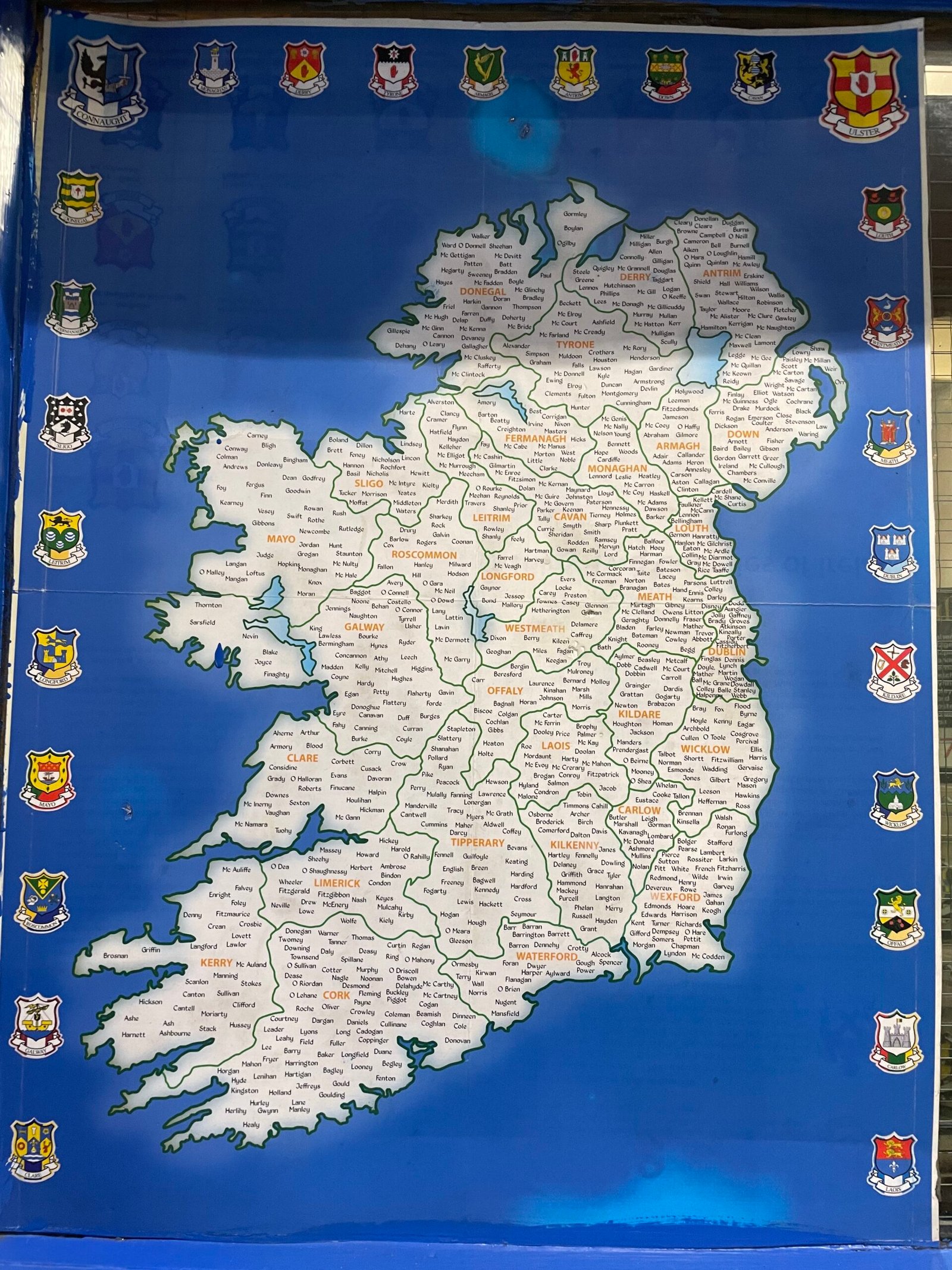 Bản đồ đảo Ireland và các dòng họ quý tộc: