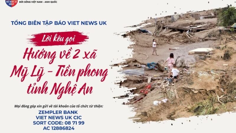 Viet News UK kêu gọi ủng hộ cứu trợ nạn nhân bão lũ ở Nghệ An