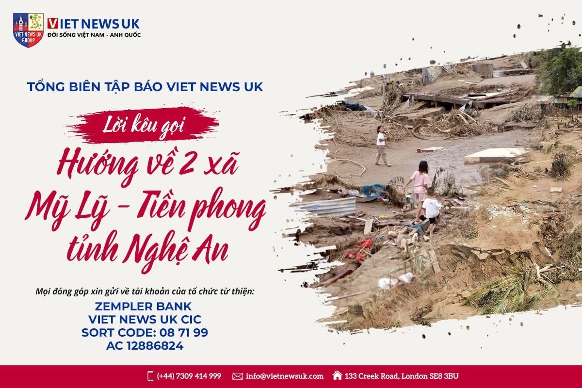 Viet News UK kêu gọi ủng hộ cứu trợ nạn nhân bão lũ ở Nghệ An