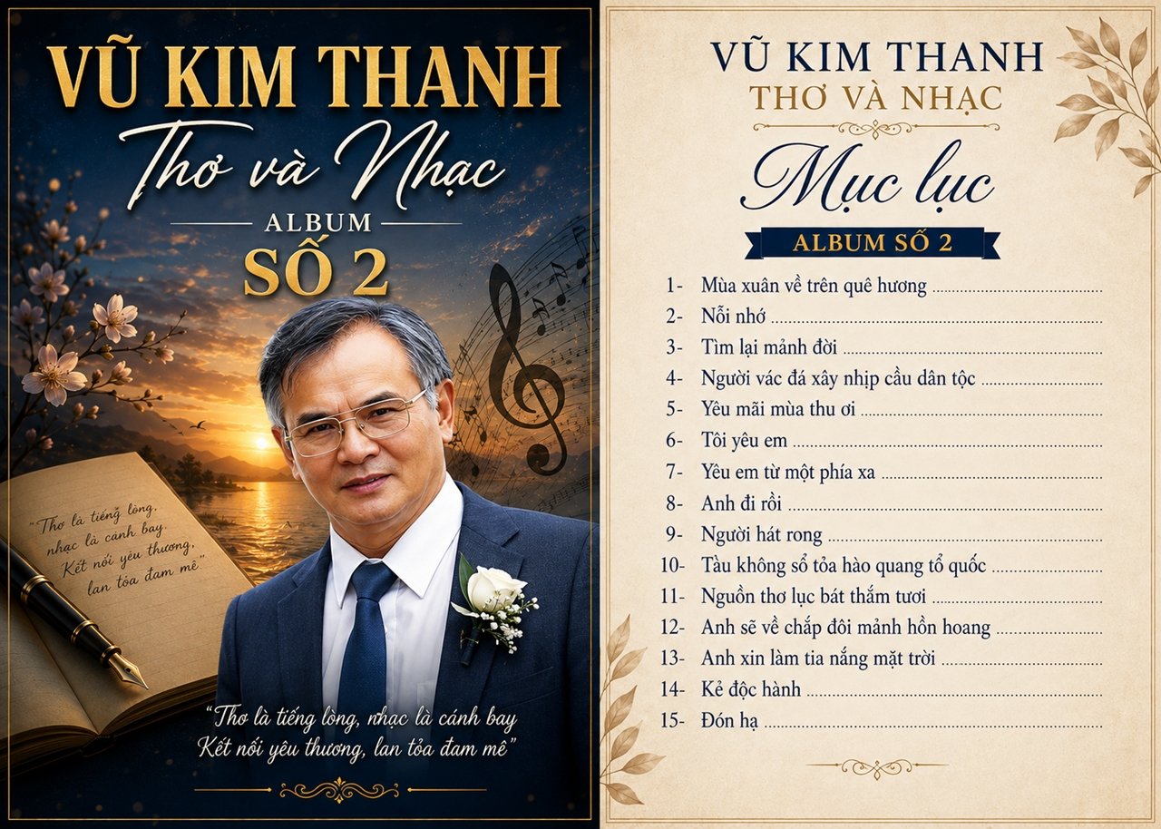 Vũ Kim Thanh Thơ và Nhạc . Album số 2 .(Gồm 15 ca khúc phổ nhạc từ thơ của Vũ Kim Thanh )