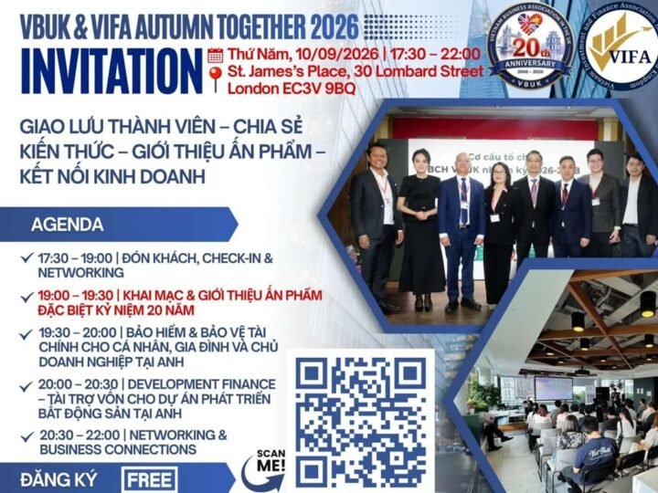 Đón chờ sự kiện ‘VBUK & VIFA AUTUMN TOGETHER 2026’ ngày 10/09/2026 ở London