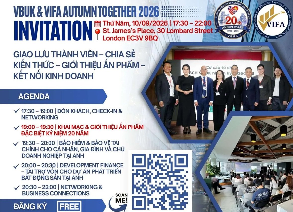 Đón chờ sự kiện ‘VBUK & VIFA AUTUMN TOGETHER 2026’ ngày 10/09/2026 ở London